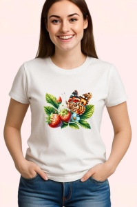 Tricou Fluture pe fructe de padure design colorat estival Copii | Dama | Barbat Barbat