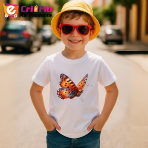 Tricou Fluture portocaliu aprins cu model negru contrastant Copii | Dama | Barbat Barbat - Img 13