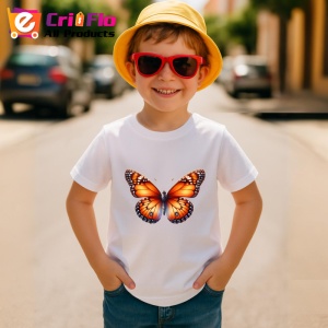Tricou Fluture portocaliu clasic cu negru in stil monarch Copii | Dama | Barbat Barbat - Img 14