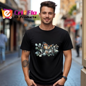 Tricou Fluture portocaliu pe frunze de eucalipt stil minimalist Copii | Dama | Barbat Barbat - Img 18