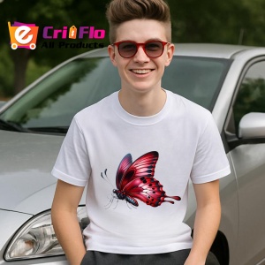 Tricou Fluture rosu aprins in zbor stil elegant si dinamic Copii | Dama | Barbat Barbat - Img 9