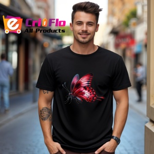 Tricou Fluture rosu aprins in zbor stil elegant si dinamic Copii | Dama | Barbat Barbat - Img 18