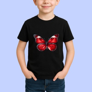 Tricou Fluture rosu cu detalii albe design elegant intens Copii | Dama | Barbat Barbat - Img 6