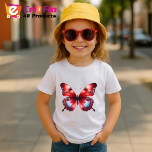 Tricou Fluture rosu cu negru si accente albastre stil regal Copii | Dama | Barbat Barbat - Img 14