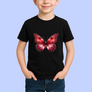 Tricou Fluture rosu intens cu accente negre design dramatic Copii | Dama | Barbat Barbat - Img 6