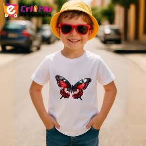 Tricou Fluture rosu si negru in stil monarch realist Copii | Dama | Barbat Barbat - Img 13