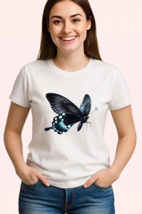 Tricou Fluture rosu si negru model clasic intens si simetric 2 Copii | Dama | Barbat Barbat - Img 3