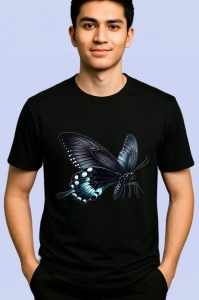 Tricou Fluture rosu si negru model clasic intens si simetric 2 Copii | Dama | Barbat Barbat - Img 5