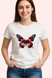 Tricou Fluture rosu si negru model clasic intens si simetric Copii | Dama | Barbat Barbat - Img 3