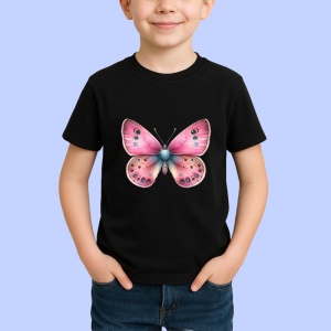 Tricou Fluture roz cu corp turcoaz grafica delicata si jucausa Copii | Dama | Barbat Barbat - Img 5
