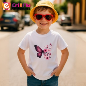 Tricou Fluture roz cu flori de primavara design elegant Copii | Dama | Barbat Barbat - Img 14