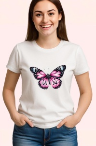 Tricou Fluture roz cu negru stil pastel intens contrastant Copii | Dama | Barbat Barbat - Img 3