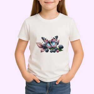 Tricou Fluture roz pe frunze de toamna grafica eleganta Copii | Dama | Barbat Barbat