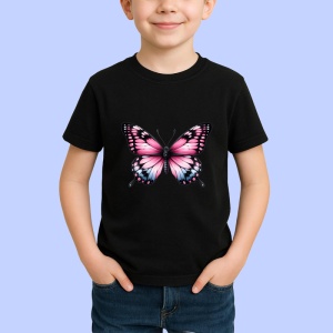 Tricou Fluture roz si negru cu detalii elegante stil feminin Copii | Dama | Barbat Barbat - Img 6