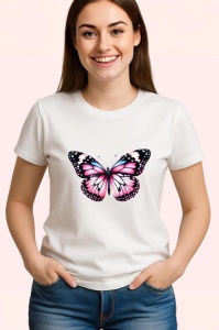 Tricou Fluture roz si negru cu detalii feminine si contrastante Copii | Dama | Barbat Barbat - Img 3