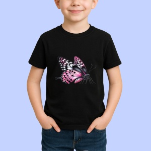 Tricou Fluture roz si negru cu model contrastant decorativ Copii | Dama | Barbat Barbat - Img 5