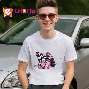 Tricou Fluture roz si negru cu model contrastant decorativ Copii | Dama | Barbat Barbat - Img 8
