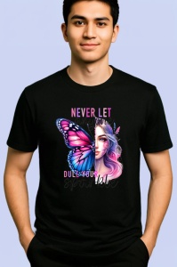 Tricou Fluture si femeie pastel mesaj motivational never let anyone dull your sparkle Copii | Dama | Barbat Barbat - Img 4