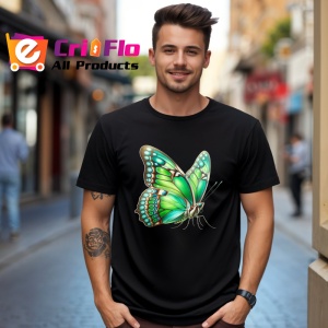Tricou Fluture verde menta cu aripi mari texturate natural Copii | Dama | Barbat Barbat - Img 18