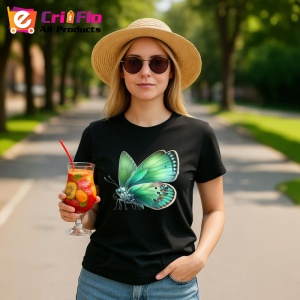 Tricou Fluture verde natural cu aripi catifelate design botanic Copii | Dama | Barbat Barbat - Img 23