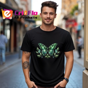 Tricou Fluture verde pe ramuri cu frunze design natural Copii | Dama | Barbat Barbat - Img 17