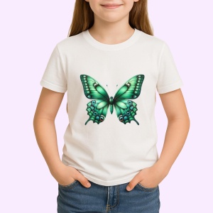 Tricou Fluture verde smarald cu detalii naturale si vibrante Copii | Dama | Barbat Barbat - Img 4