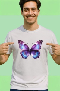 Tricou Fluture violet intens cu margini mov design regal Copii | Dama | Barbat Barbat - Img 2