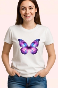Tricou Fluture violet si albastru cu efect de galaxie pastel Copii | Dama | Barbat Barbat - Img 3