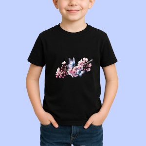 Tricou Fluturi mici pe crengute cu flori roz fundal eteric Copii | Dama | Barbat Barbat - Img 5