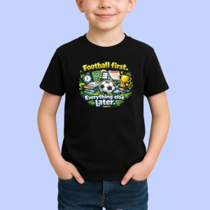 Tricou Football First Everything Else Later Minge V1, din bumbac 100%, tricou negru Copii | Dama | Barbat - Img 2