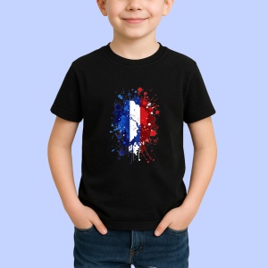 Tricou France Steag Splash Art, Copii | Dama | Barbat, culoare negru - Img 2