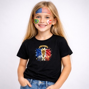 Tricou France World Cup 2026 Fifa V2, din bumbac 100%, tricou negru, Copii | Dama | Barbat - Img 2