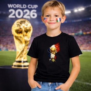 Tricou France World Cup Fifa 2026, din bumbac 100%, tricou negru, Copii | Dama | Barbat - Img 5