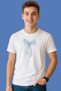 Tricou Funda Bleu Dungi, din bumbac 100%, tricou alb, Copii | Dama | Barbat - Img 3