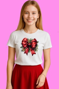 Tricou Funda Rosie Cu Buline Albe, din bumbac 100%, tricou alb, Copii | Dama | Barbat