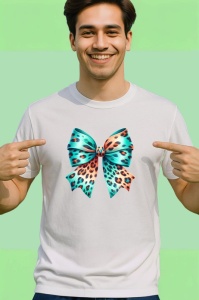 Tricou Fundita imprimeu leopard cu tonuri turcoaz si portocaliu design exotic Copii | Dama | Barbat Barbat - Img 2