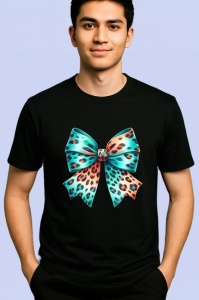 Tricou Fundita imprimeu leopard cu tonuri turcoaz si portocaliu design exotic Copii | Dama | Barbat Barbat - Img 5