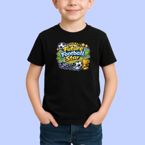 Tricou Future Football Star Design Minge Albastru, din bumbac 100%, tricou negru Copii | Dama | Barbat - Img 2