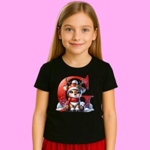 Tricou G Litera Craciun Cu Ren Si Fulgi, din bumbac 100% Copii | Dama | Barbat