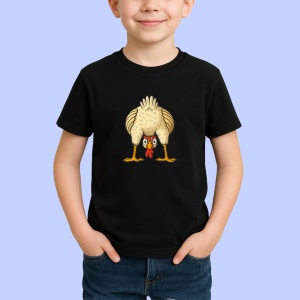 Tricou Gaina cu fundul in sus Negru, Copii | Dama | Barbat