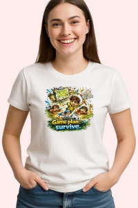 Tricou Game Plan Survive Copii Fotbal Minge, din bumbac 100% , tricou alb pentru Copii | Dama | Barbat