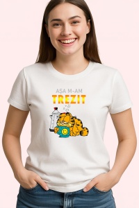 Tricou Garfield Dimineata, din bumbac 100%, tricou alb, Dama | Barbat - Img 2