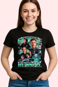 Tricou George Russell Poster Colaj Echipa Mercedes Formula 1, Copii | Dama | Barbat - Img 3