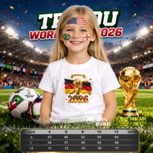 Tricou Germany World Cup 2026 Fifa V2, din bumbac 100%, tricou alb, Copii | Dama | Barbat - Img 4