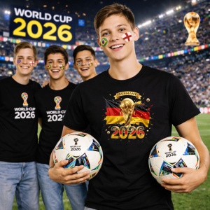 Tricou Germany World Cup 2026 Fifa V2, din bumbac 100%, tricou negru, Copii | Dama | Barbat - Img 7