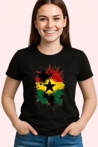 Tricou Ghana Steag Splash Art, Copii | Dama | Barbat, culoare negru - Img 4