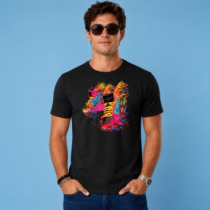 Tricou Ghete Sport Explozie Culori Neon Urban Dynamic Street Style, din bumbac 100%, tricou negru, Copii | Dama | Barbat