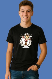Tricou Girafa Cu Fundal Alb Si Privire Vesela Craciun 3, din bumbac 100% Copii | Dama | Barbat