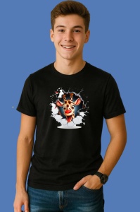 Tricou Girafa Cu Fundal Inchis Si Privire Uimita Craciun, din bumbac 100% Copii | Dama | Barbat