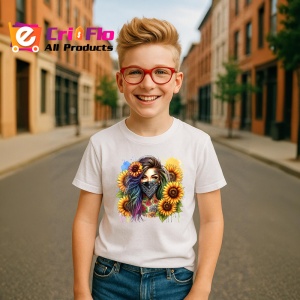 Tricou girl bandana sunflower burst, fata cu bandana si floarea soarelui exploziva, Copii | Dama | Barbat - Img 8